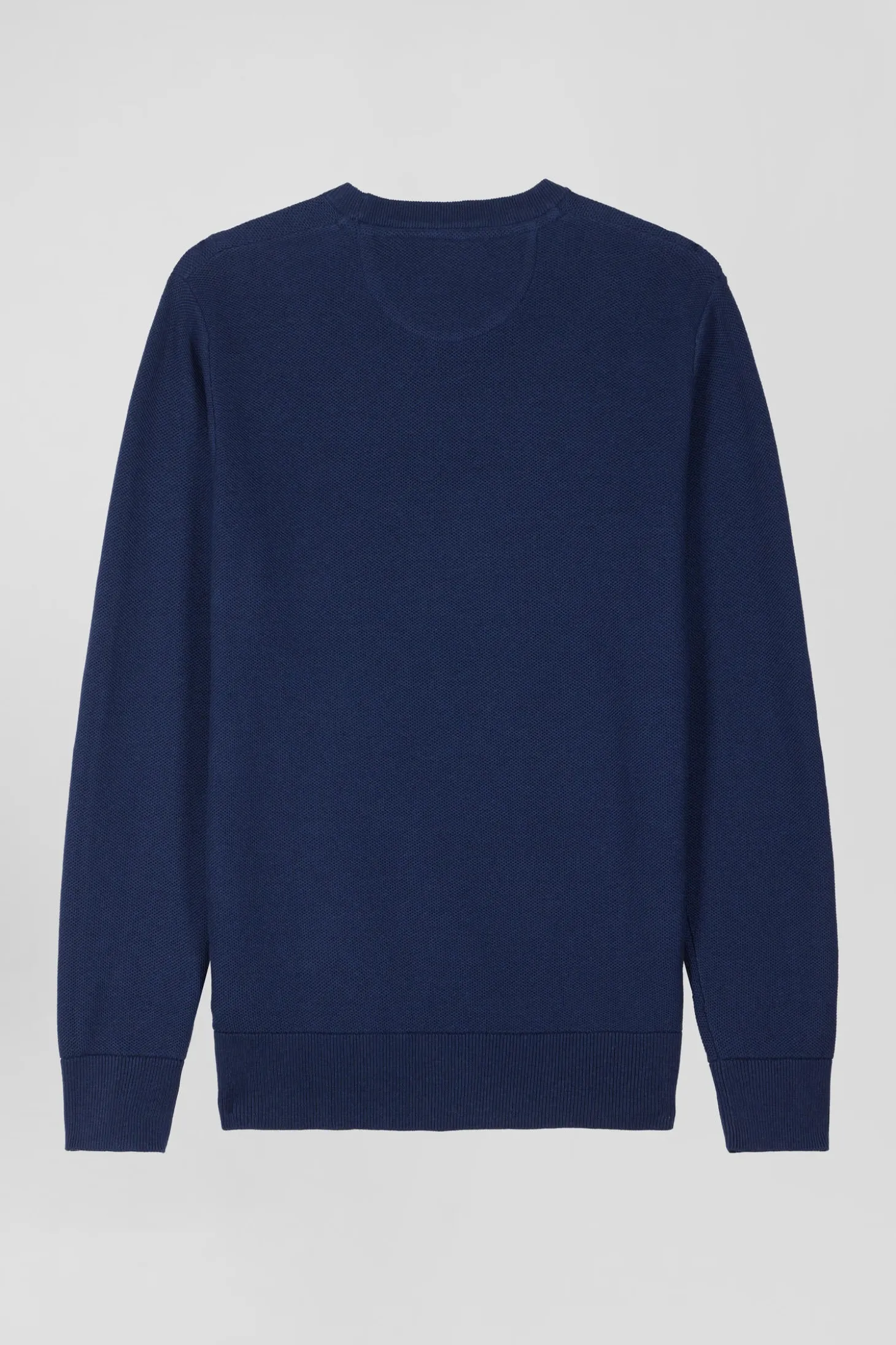 Regular dark blue cotton crew neck jumper