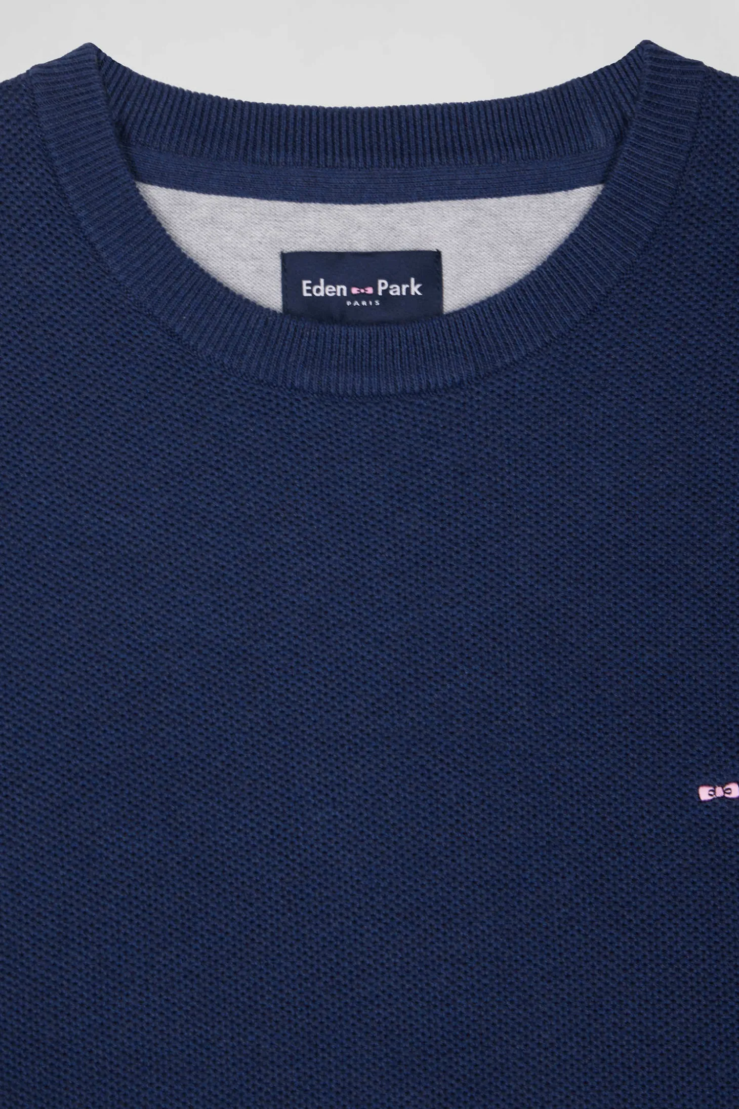 Regular dark blue cotton crew neck jumper