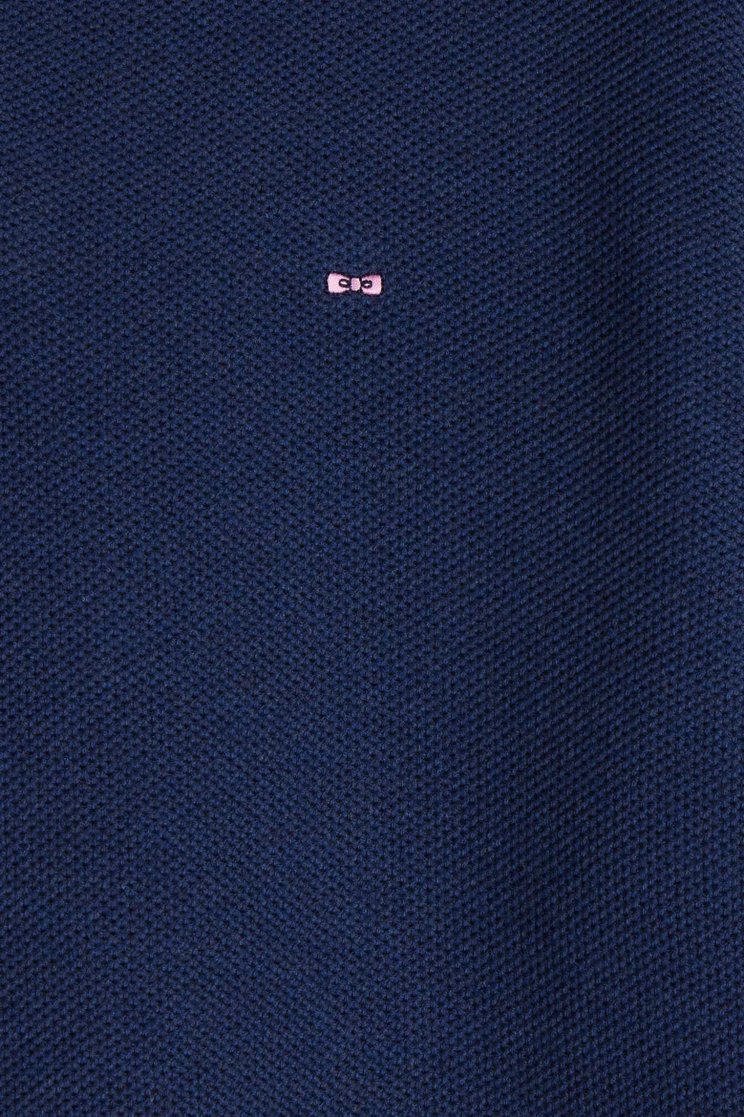 Regular dark blue cotton semi-zipped jumper