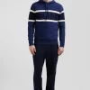 Regular dark blue hooded jumper with EP10 jacquard