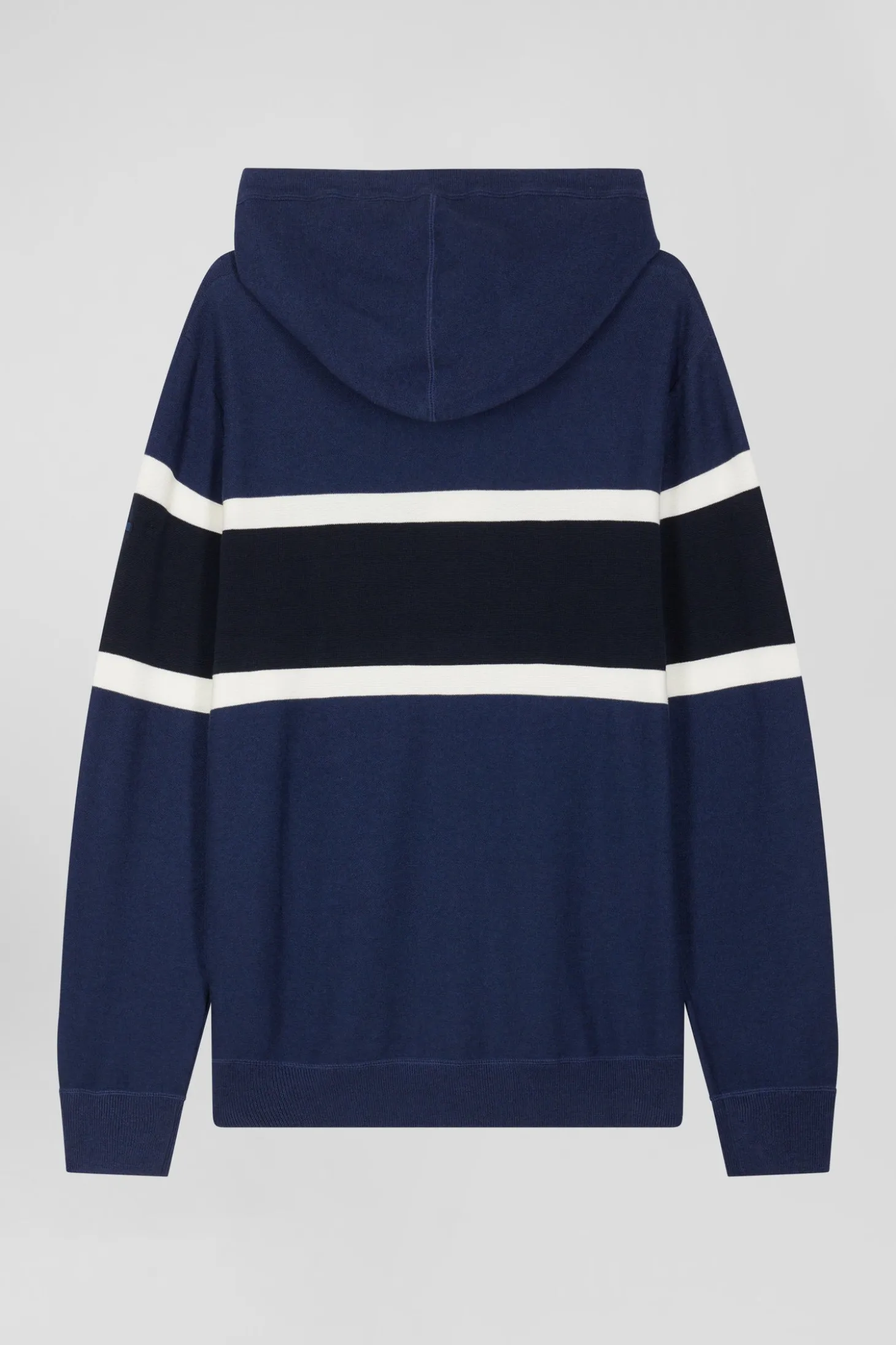 Regular dark blue hooded jumper with EP10 jacquard