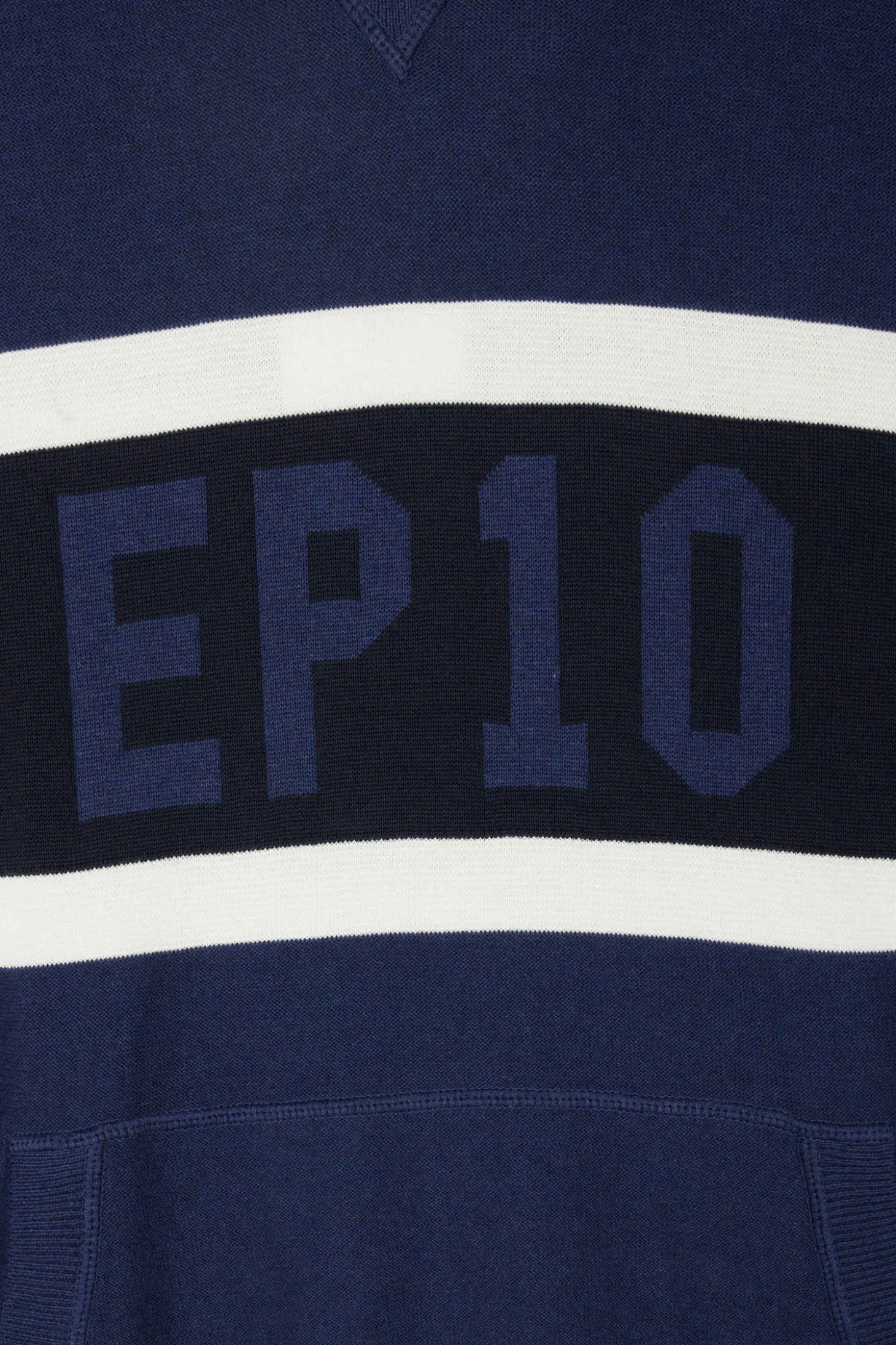 Regular dark blue hooded jumper with EP10 jacquard