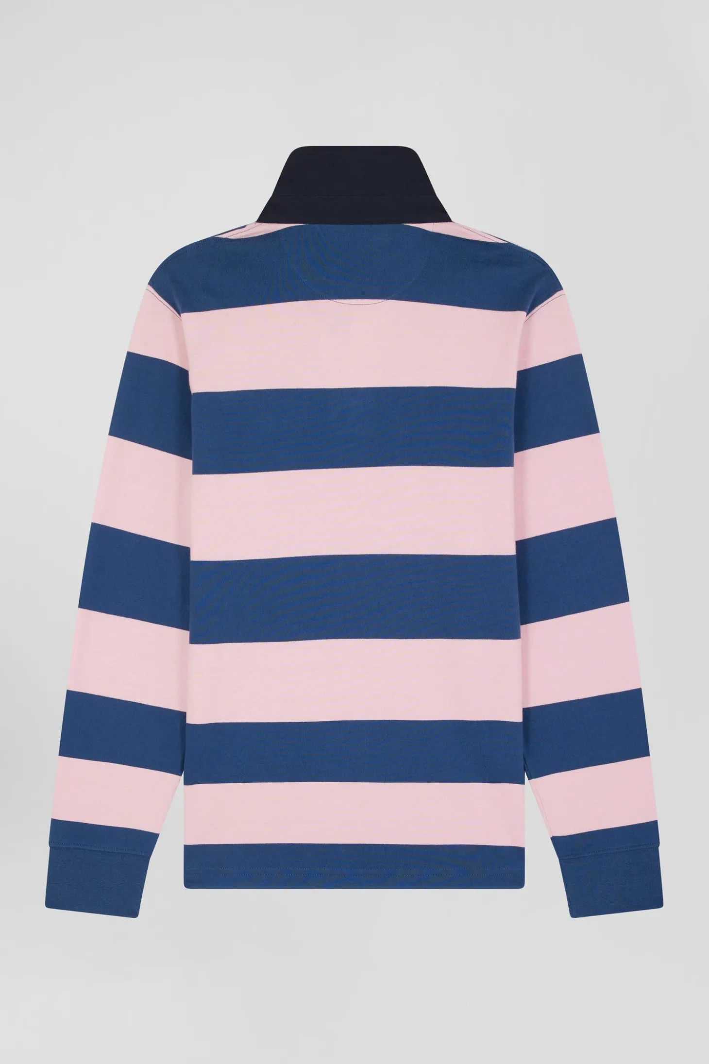 Regular dark blue long-sleeved colourblock cotton rugby shirt with back Eden Park 10 embroidery