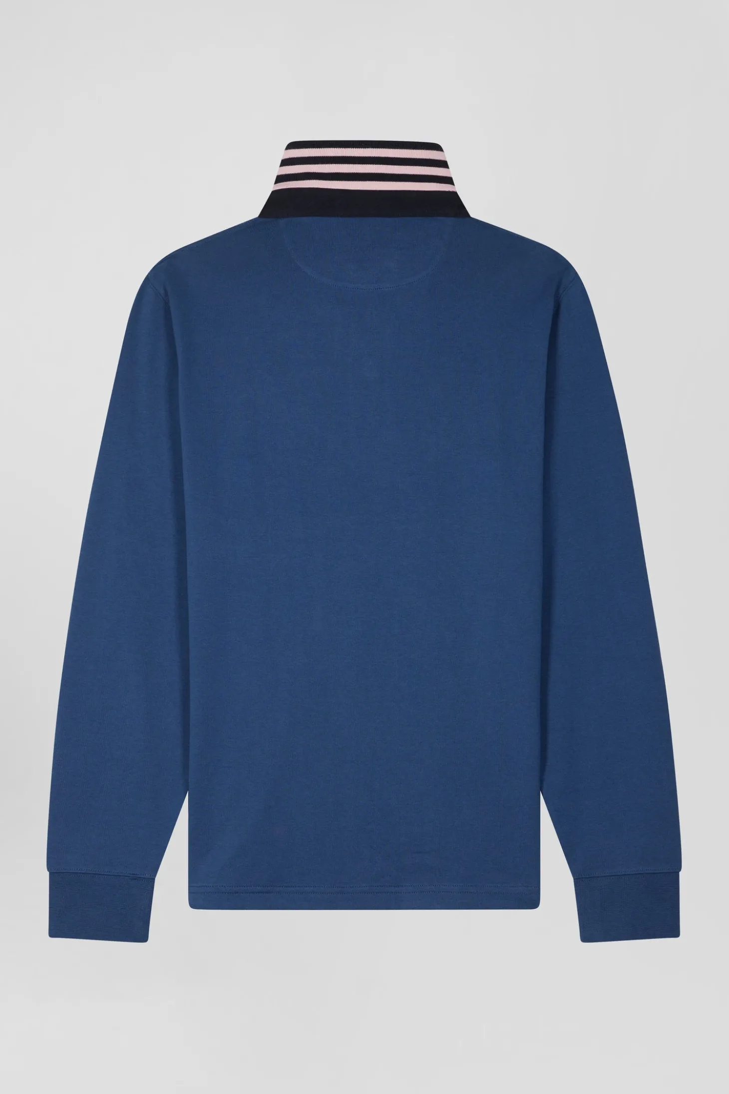 Regular dark blue long-sleeved Pima cotton rugby shirt
