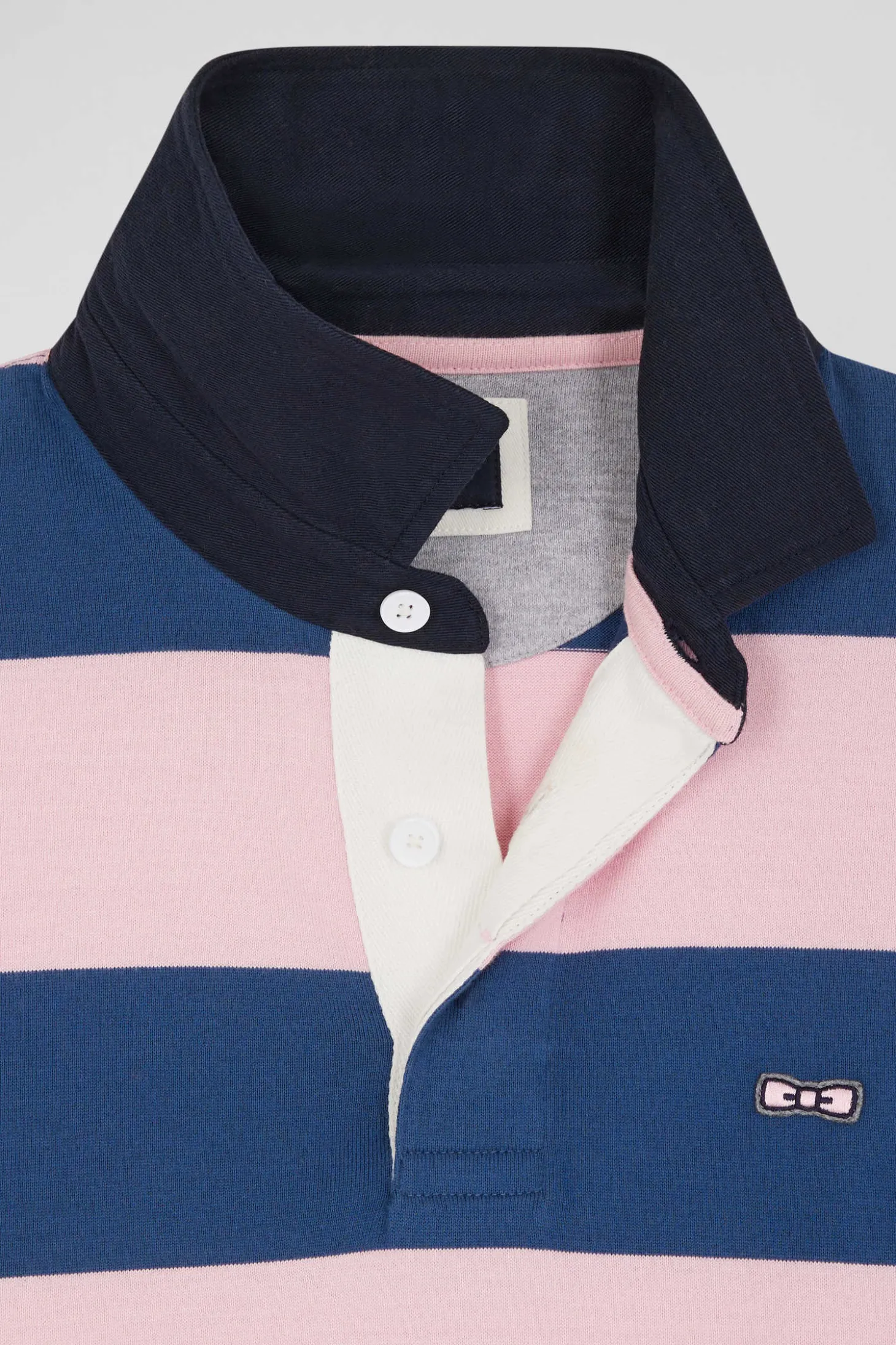Regular dark blue long-sleeved colourblock cotton rugby shirt with back Eden Park 10 embroidery