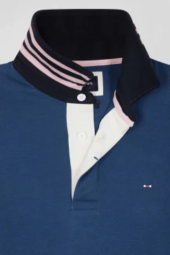 Regular dark blue long-sleeved Pima cotton rugby shirt