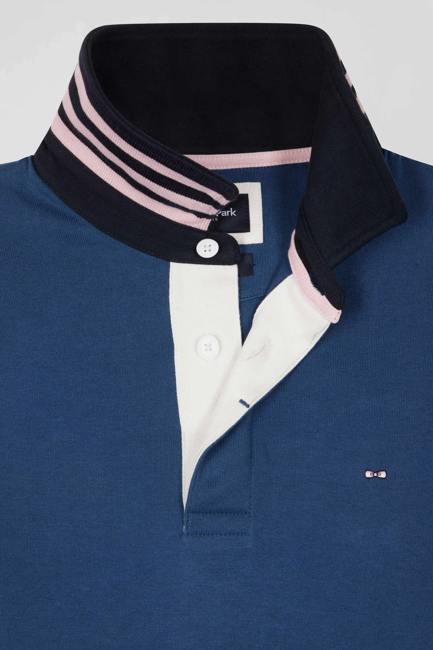 Regular dark blue long-sleeved Pima cotton rugby shirt
