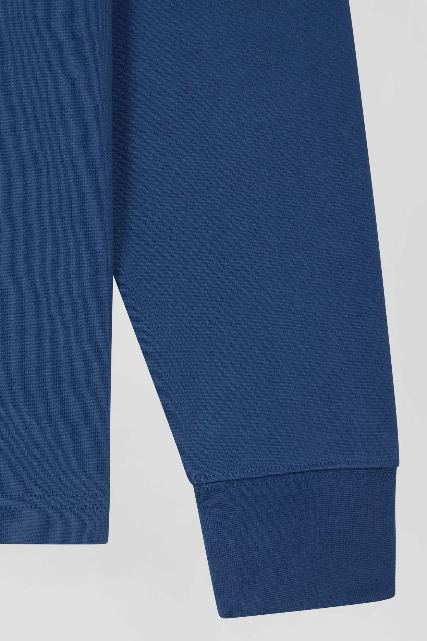 Regular dark blue long-sleeved Pima cotton rugby shirt