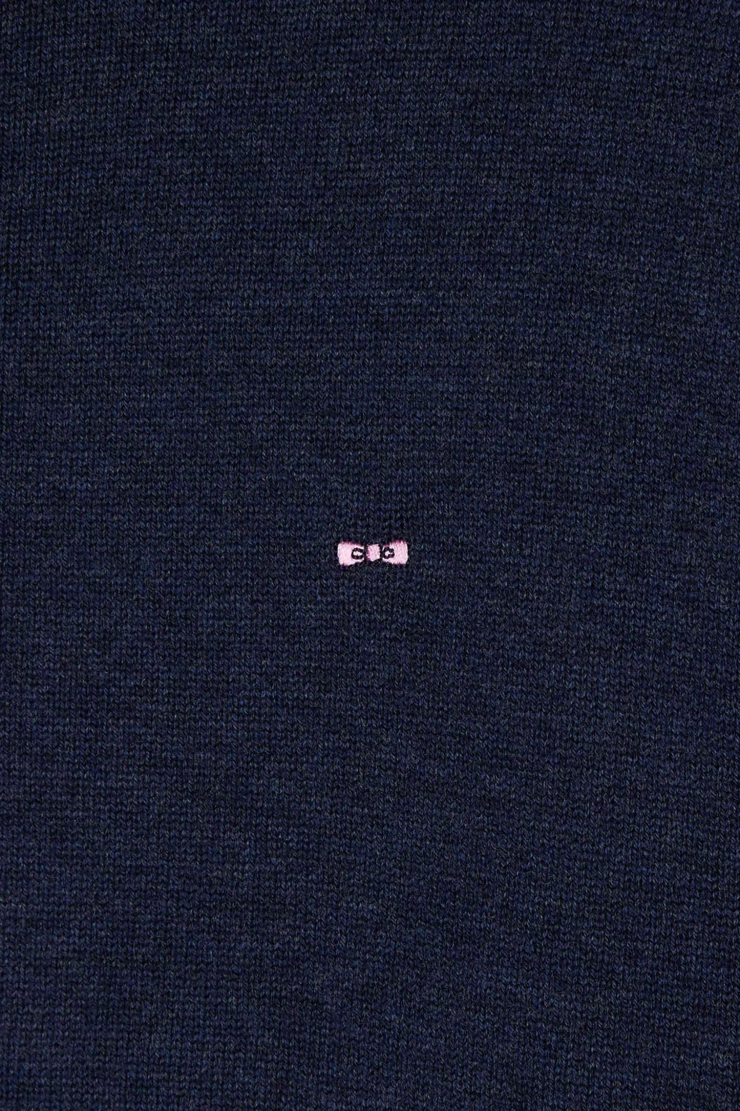 Regular dark blue semi-zipped wool and cotton jumper