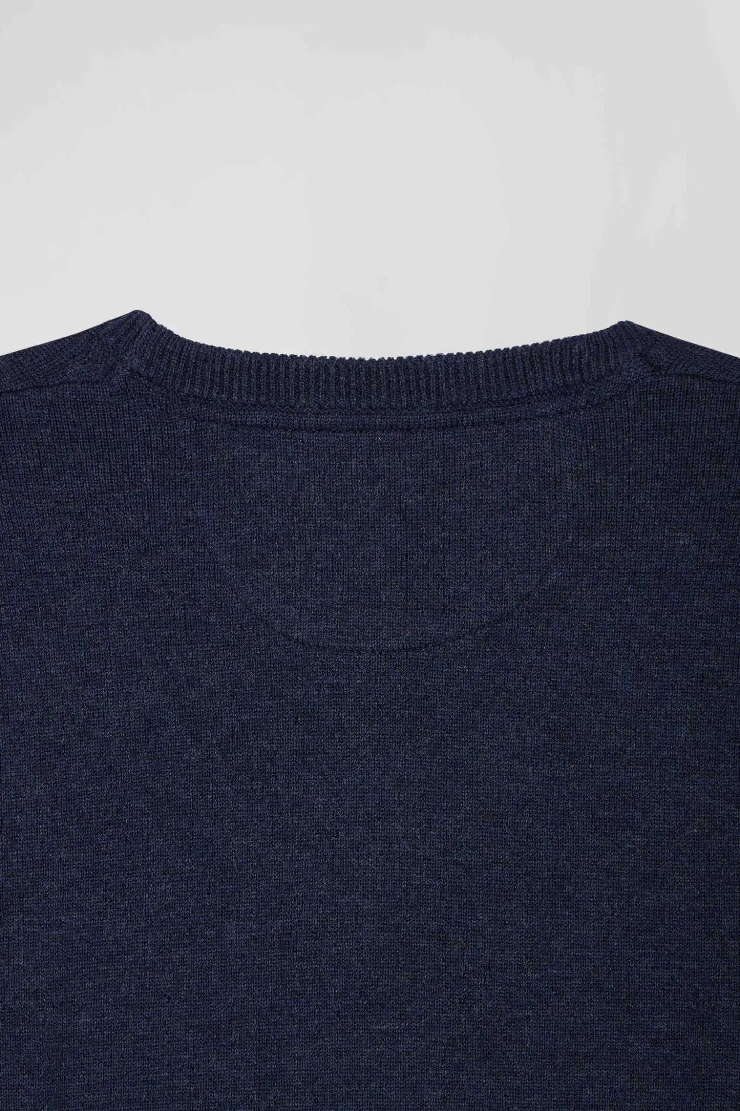 Regular dark blue wool and cotton crew neck jumper