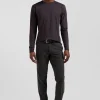 Regular dark brown long-sleeved Pima cotton T-shirt