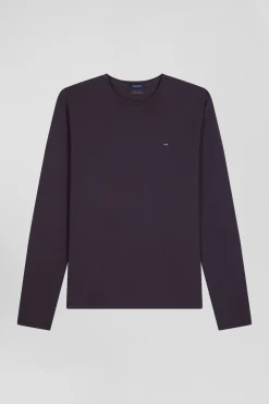 Regular dark brown long-sleeved Pima cotton T-shirt