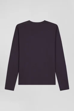 Regular dark brown long-sleeved Pima cotton T-shirt