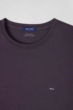 Regular dark brown long-sleeved Pima cotton T-shirt