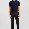 Regular dark grey wool trousers with broken fold