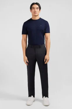 Regular dark grey wool trousers with broken fold