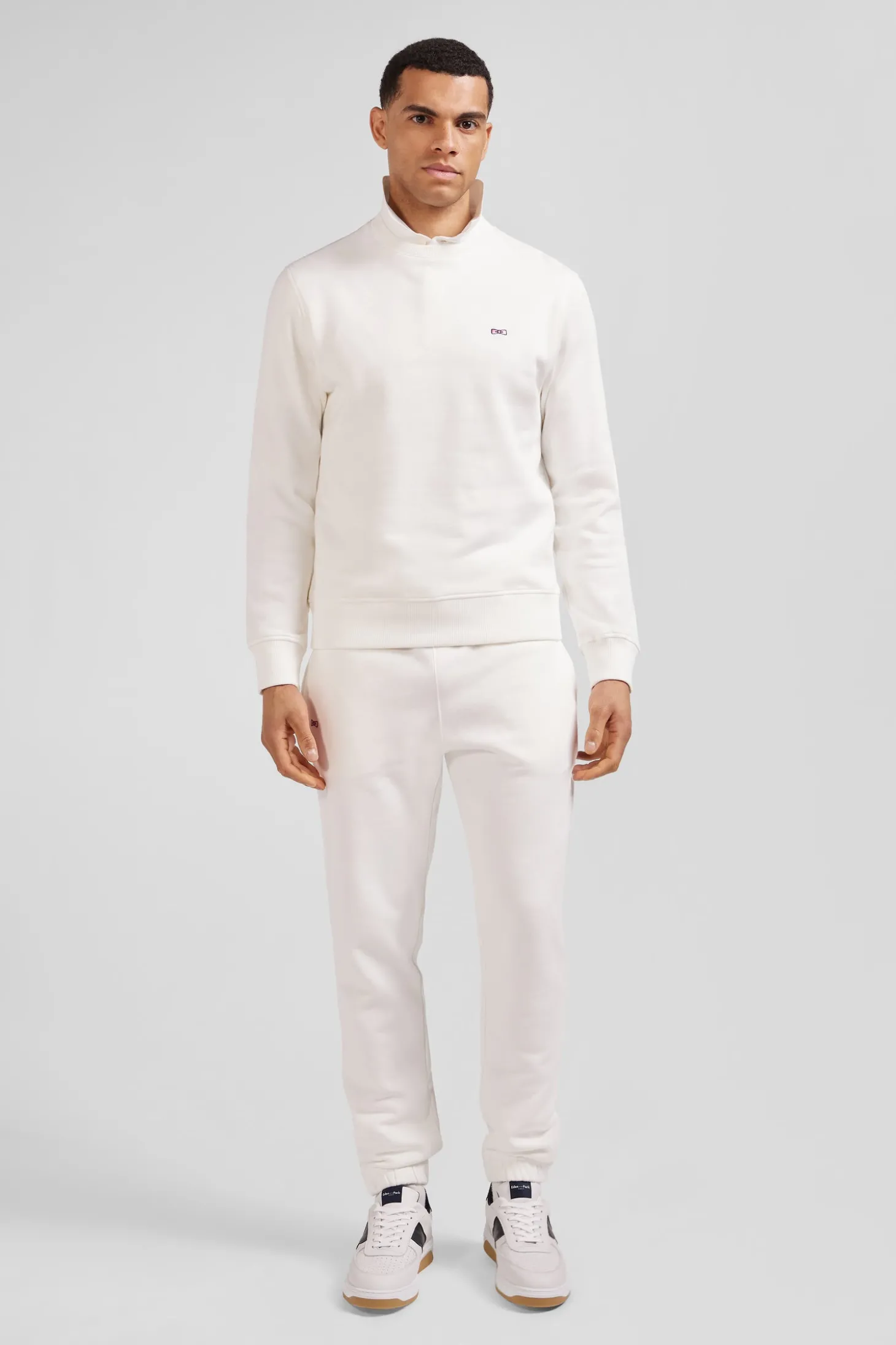 Regular ecru brushed cotton fleece sweatshirt