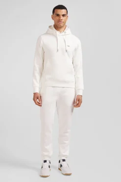 Regular ecru brushed cotton fleece hoodie