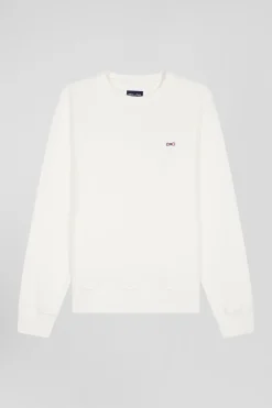 Regular ecru brushed cotton fleece sweatshirt