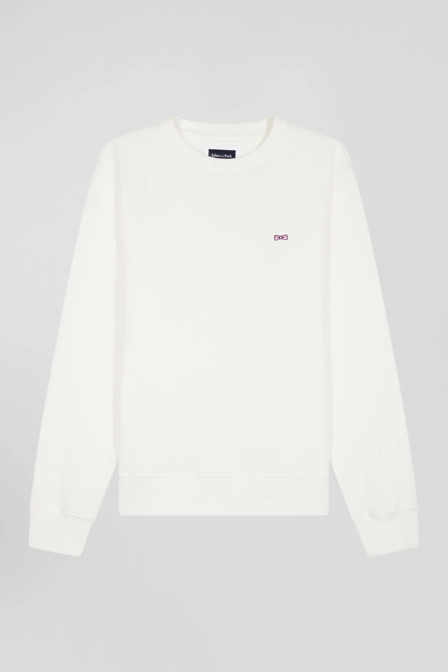 Regular ecru brushed cotton fleece sweatshirt