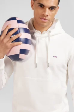 Regular ecru brushed cotton fleece hoodie