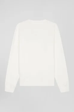 Regular ecru brushed cotton fleece sweatshirt