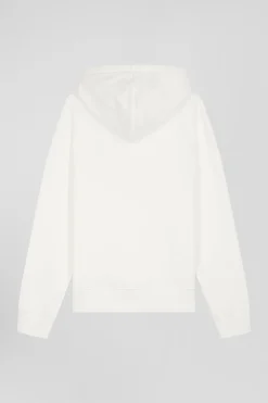 Regular ecru brushed cotton fleece hoodie