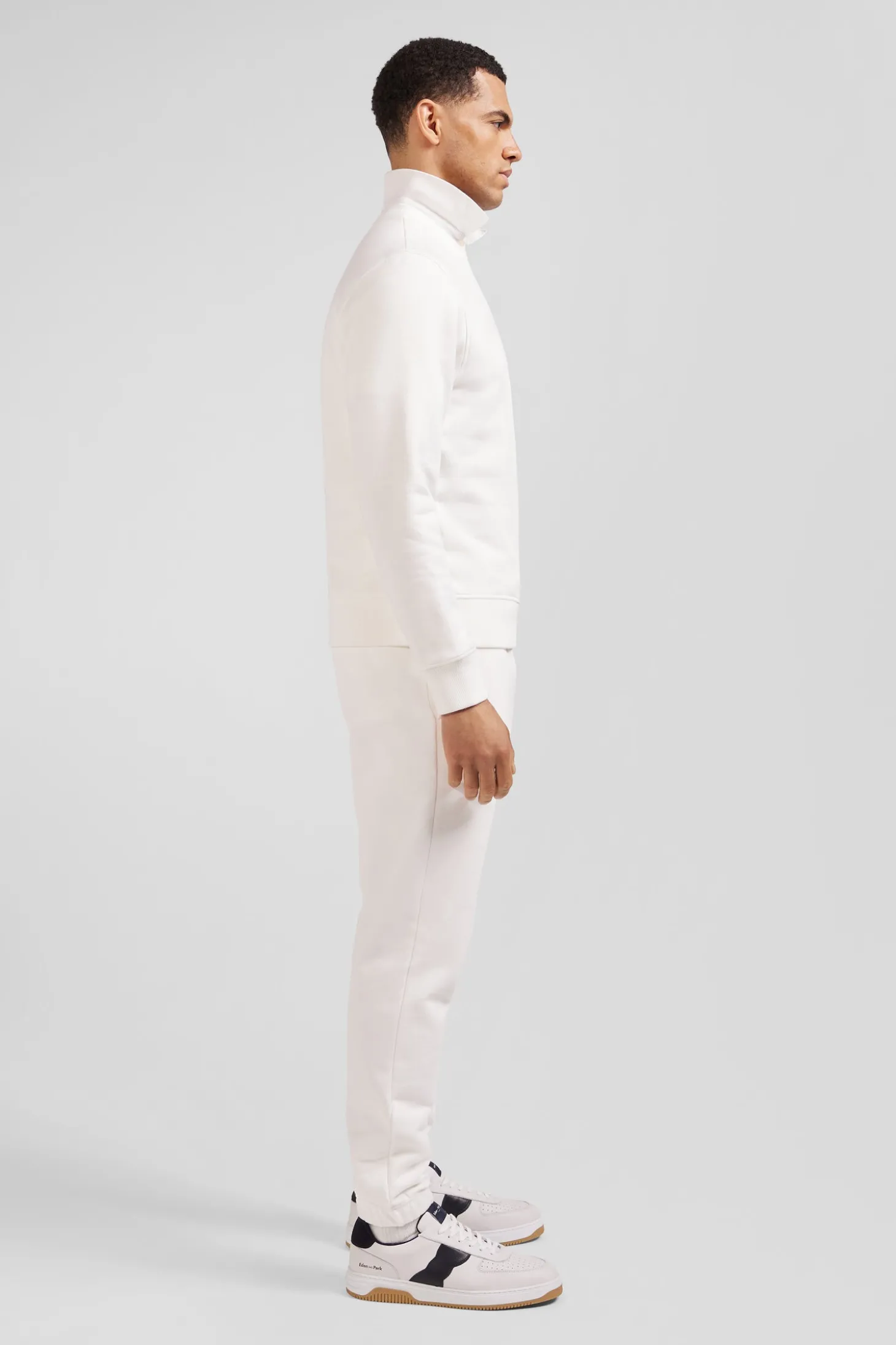 Regular ecru brushed cotton fleece sweatshirt