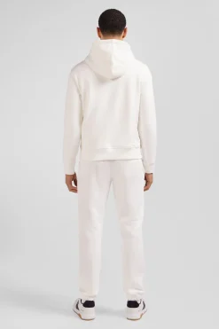 Regular ecru brushed cotton fleece hoodie