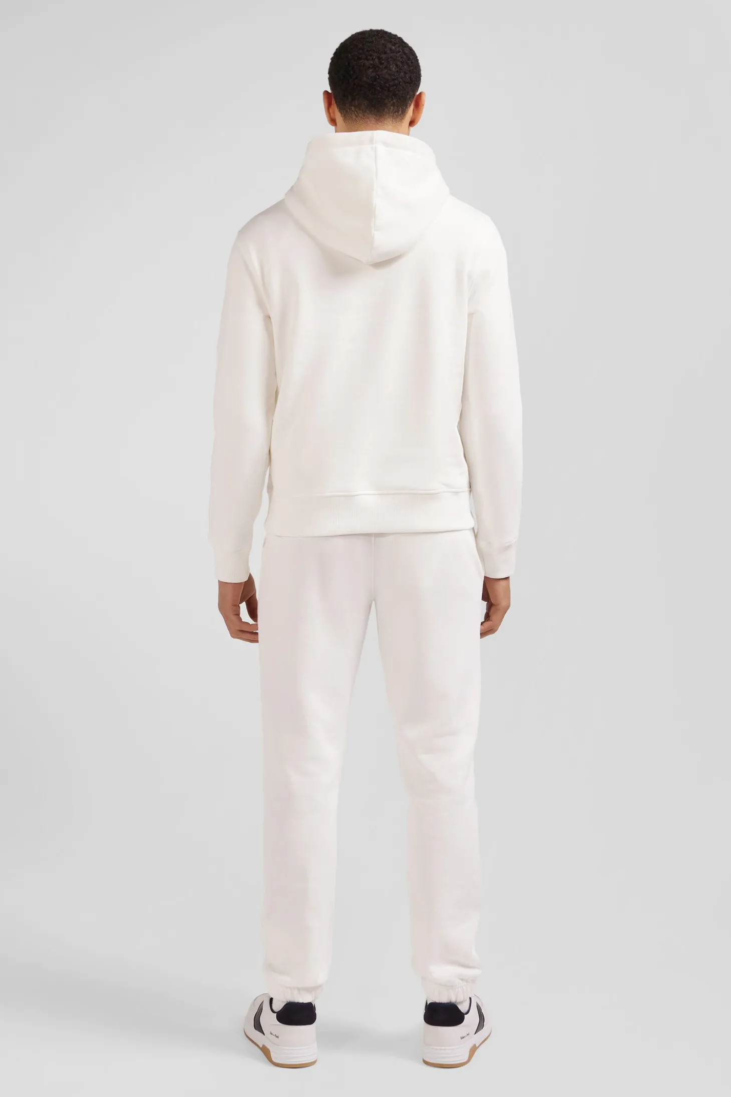 Regular ecru brushed cotton fleece hoodie