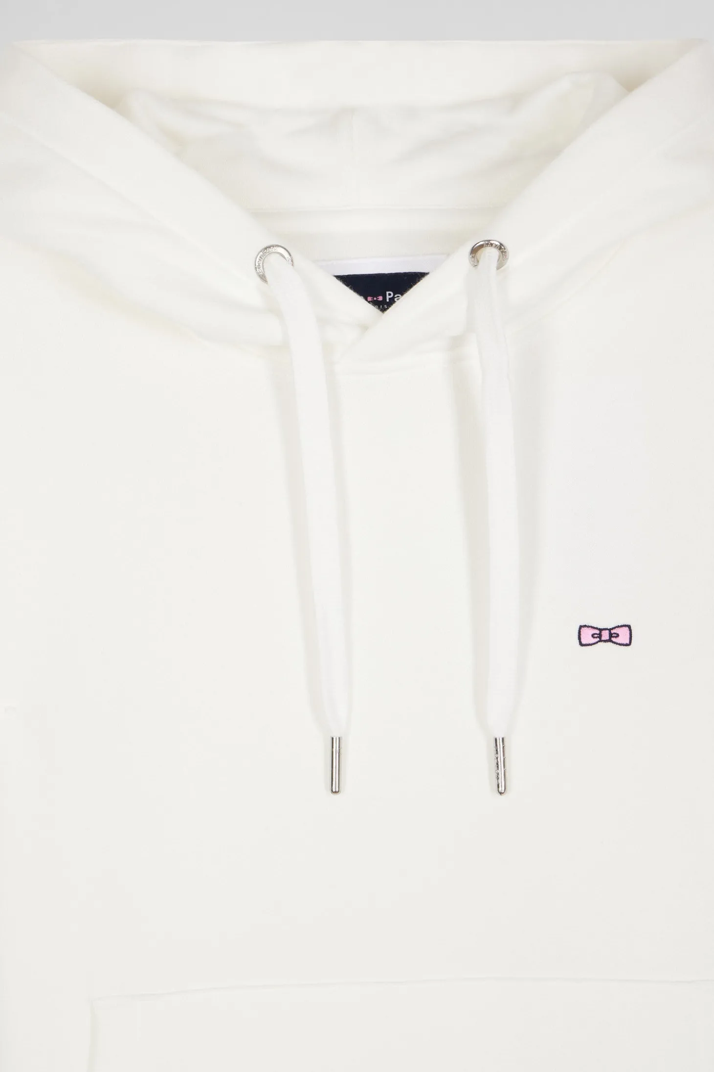 Regular ecru brushed cotton fleece hoodie