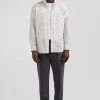 Regular ecru cotton poplin shirt with micro floral print