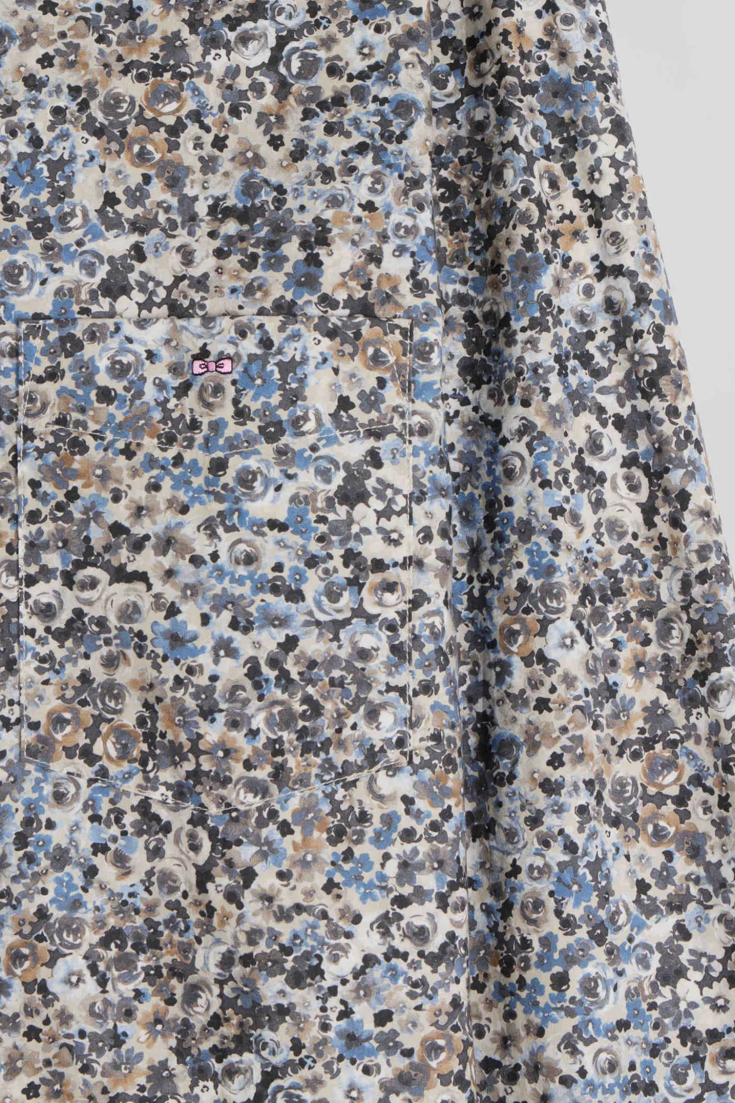 Regular ecru cotton poplin shirt with micro floral print