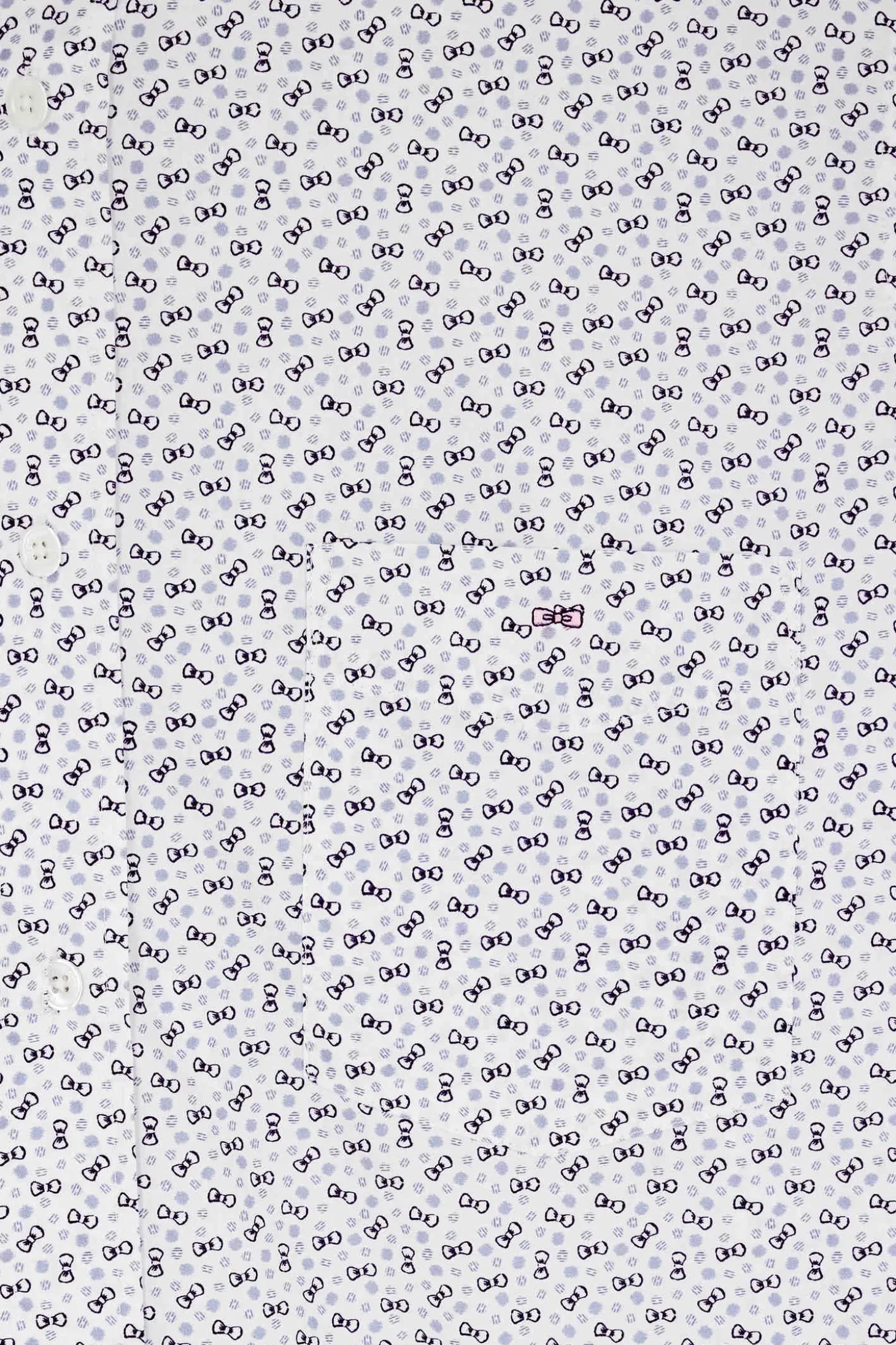 Regular ecru cotton short-sleeved shirt with microprint