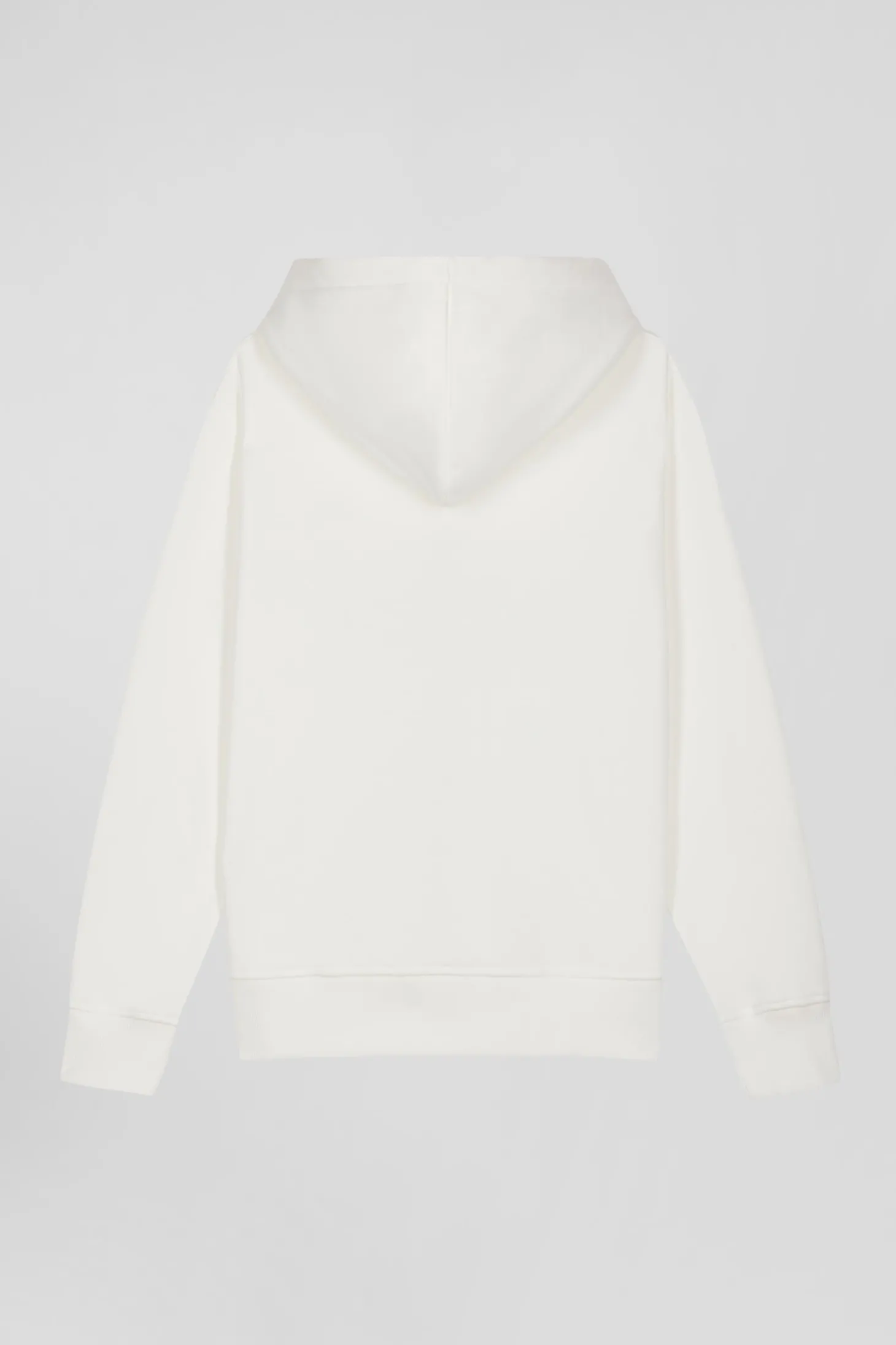 Regular ecru zipped brushed cotton fleece hoodie