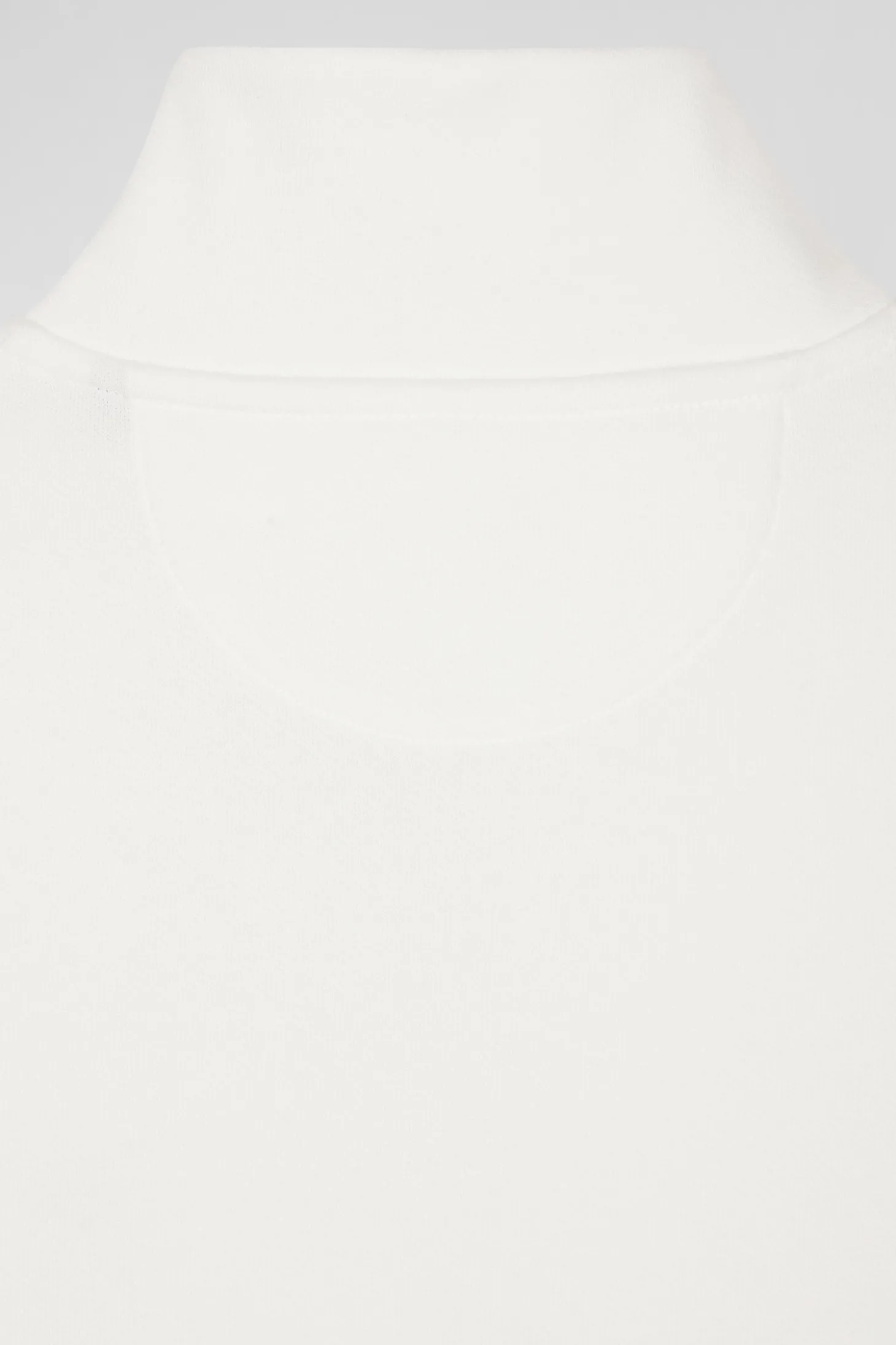 Regular ecru zipped brushed cotton fleece sweatshirt with high top collar