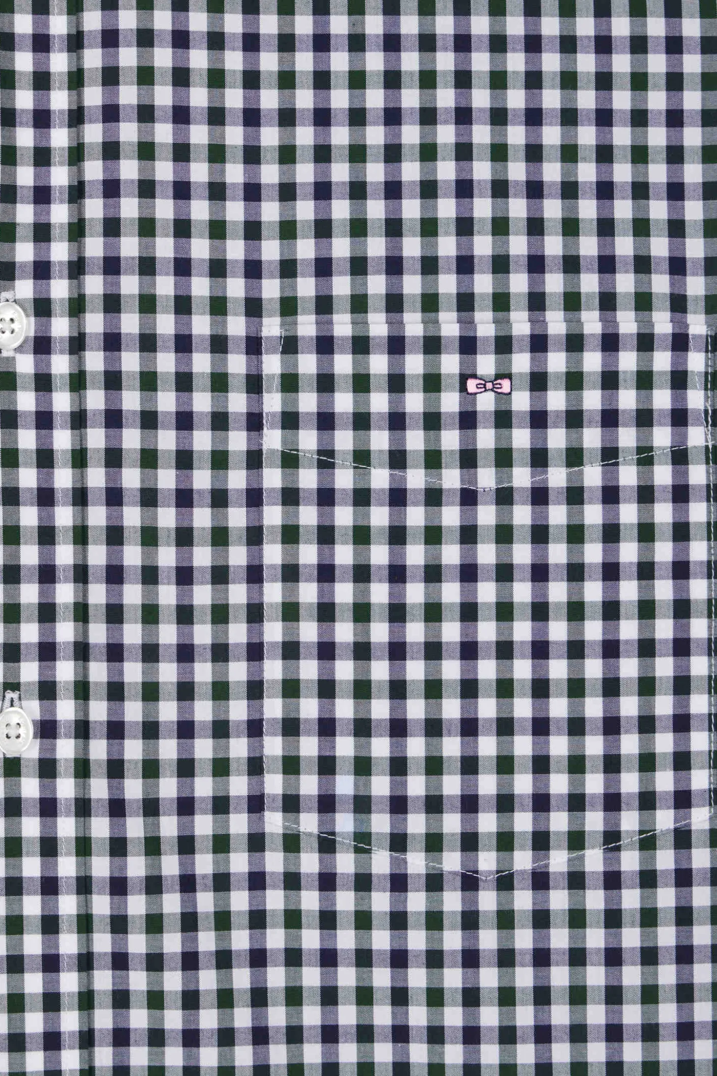 Regular green and white checked cotton poplin shirt