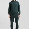 Regular green brushed cotton fleece sweatshirt