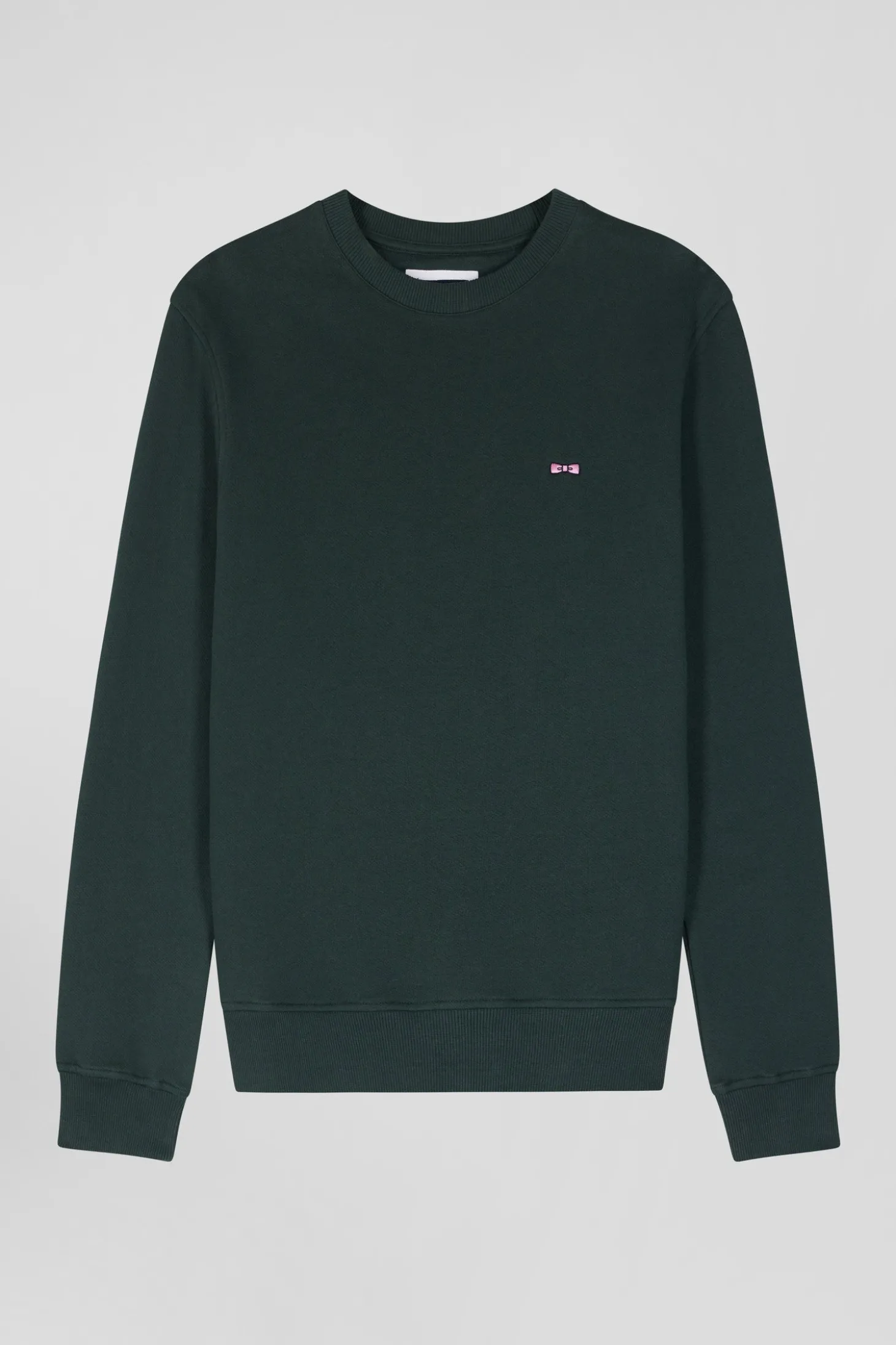 Regular green brushed cotton fleece sweatshirt