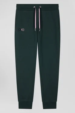 Regular green brushed cotton fleece jogging bottoms