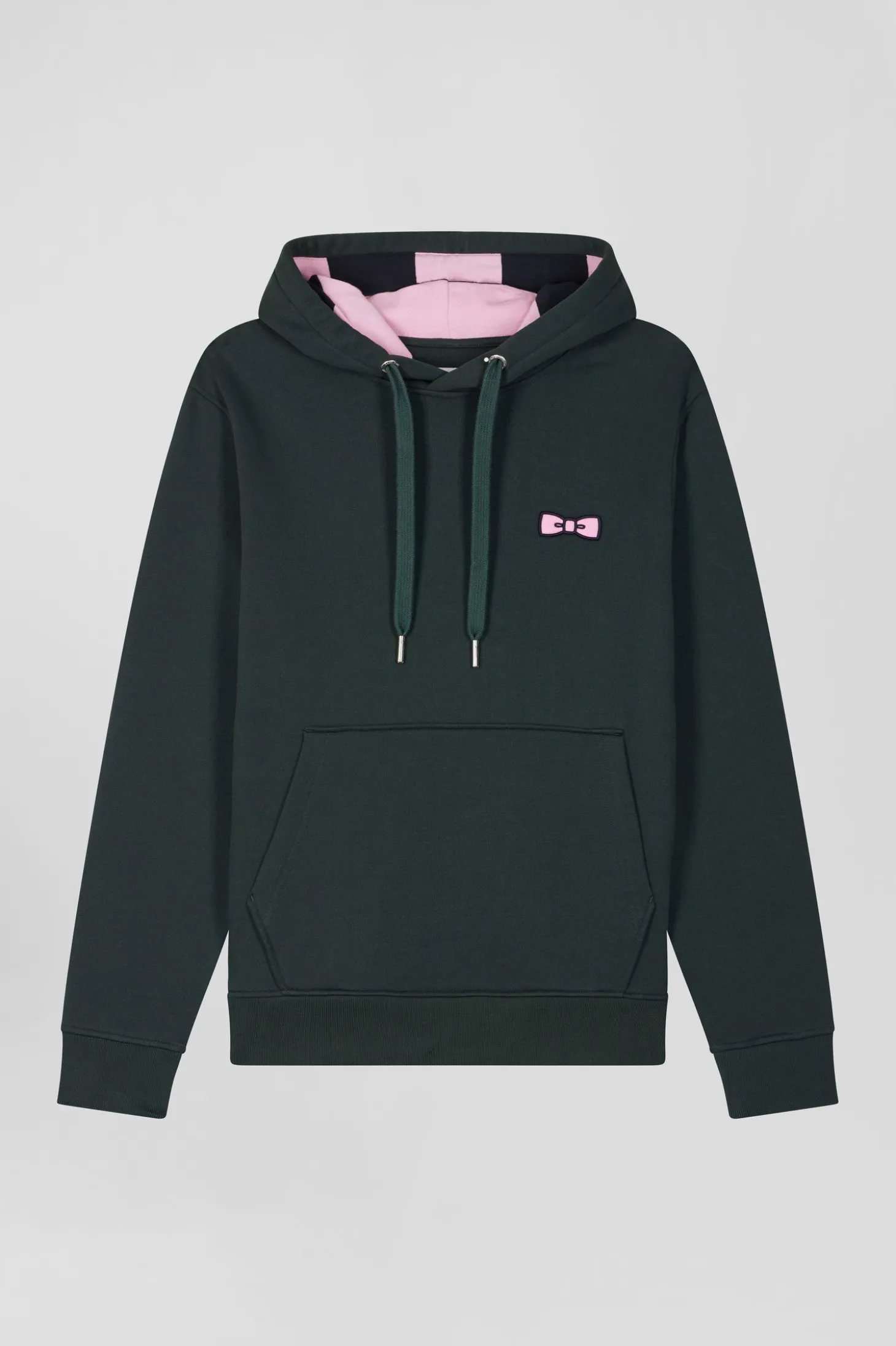 Regular green brushed cotton fleece hoodie with Eden Park embroidery