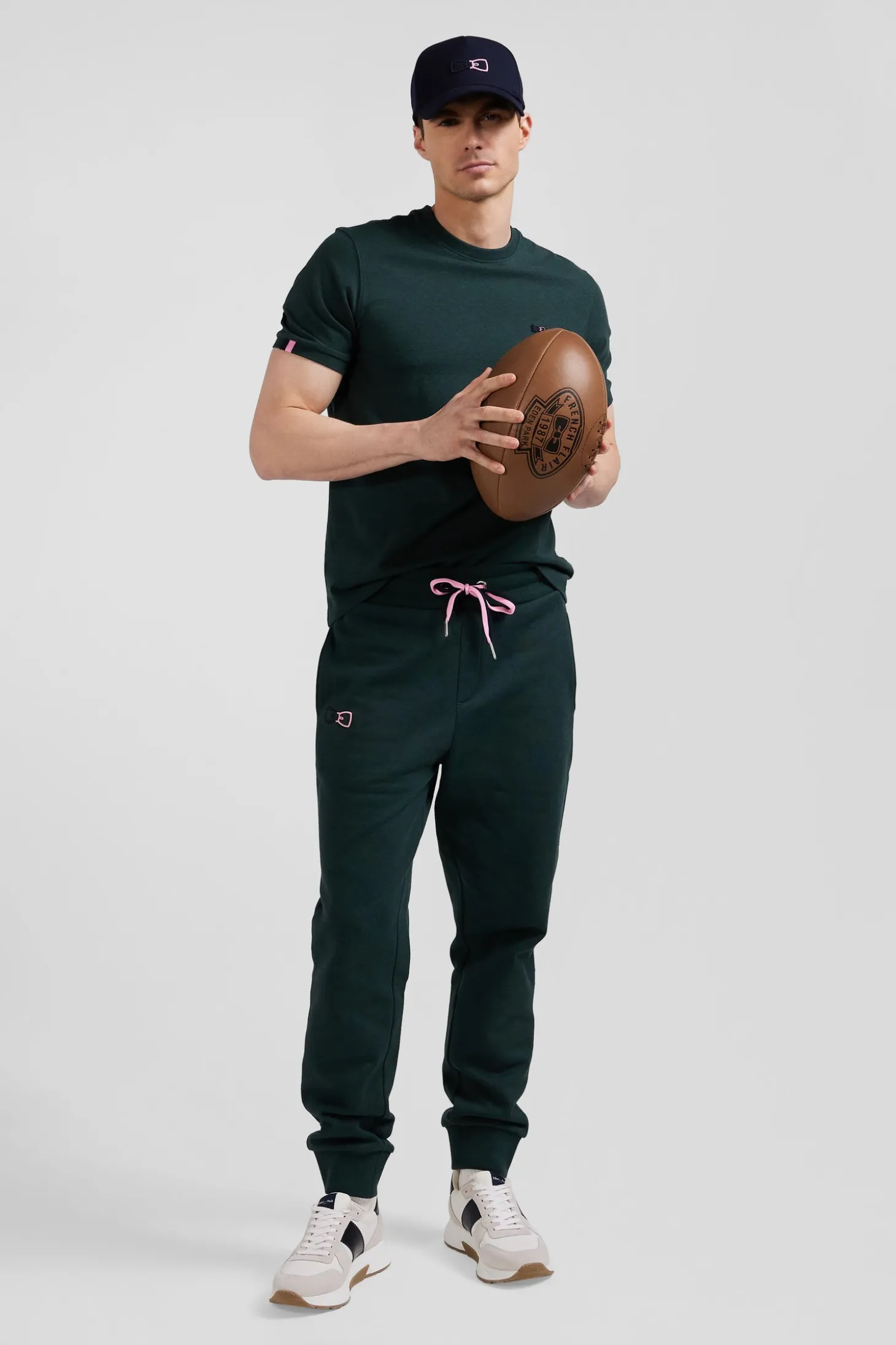 Regular green brushed cotton fleece jogging bottoms