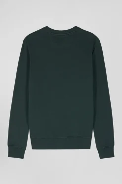 Regular green brushed cotton fleece sweatshirt