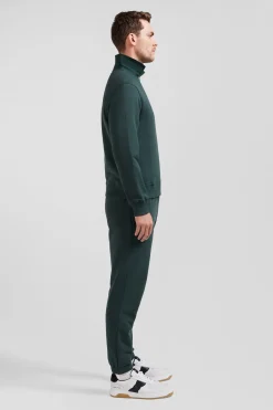 Regular green brushed cotton fleece sweatshirt