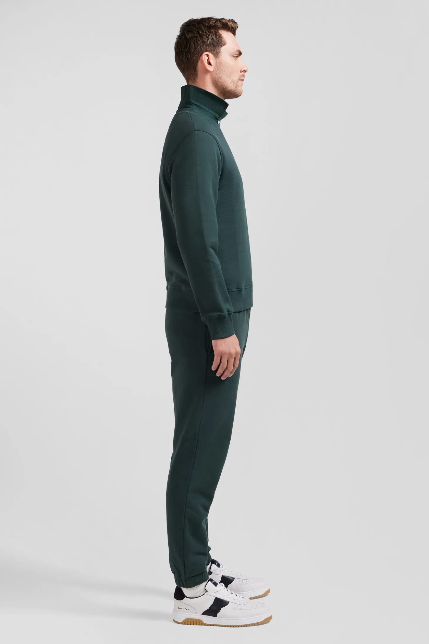 Regular green brushed cotton fleece sweatshirt