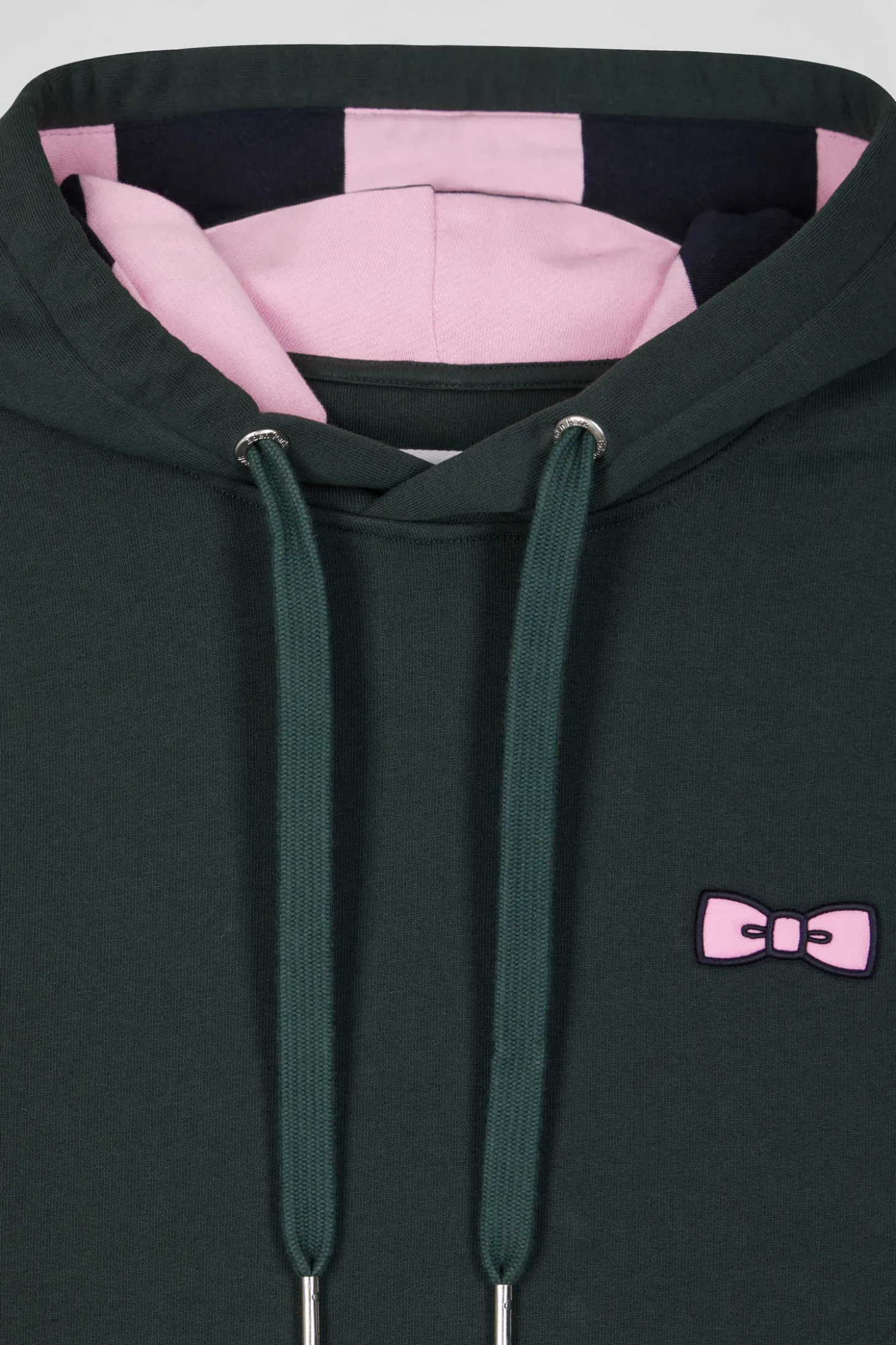 Regular green brushed cotton fleece hoodie with Eden Park embroidery