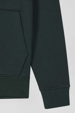 Regular green brushed cotton fleece hoodie with Eden Park embroidery