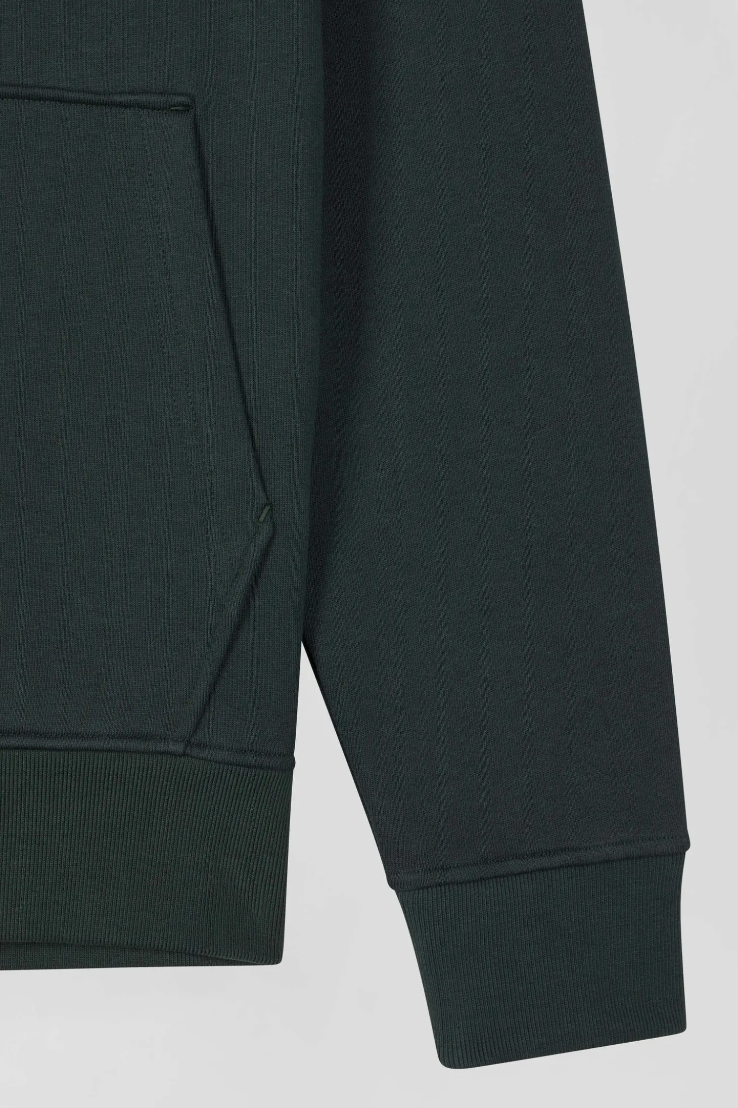 Regular green brushed cotton fleece hoodie with Eden Park embroidery
