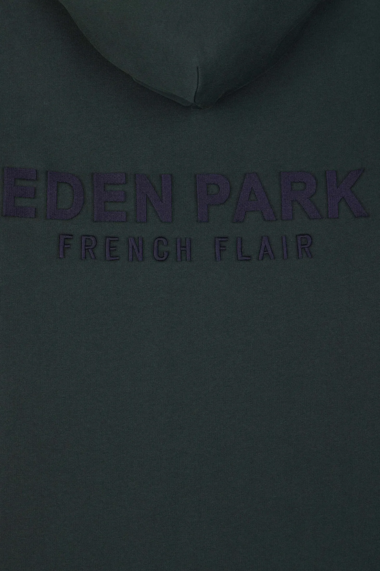 Regular green brushed cotton fleece hoodie with Eden Park embroidery