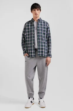 Regular green checked cotton shirt